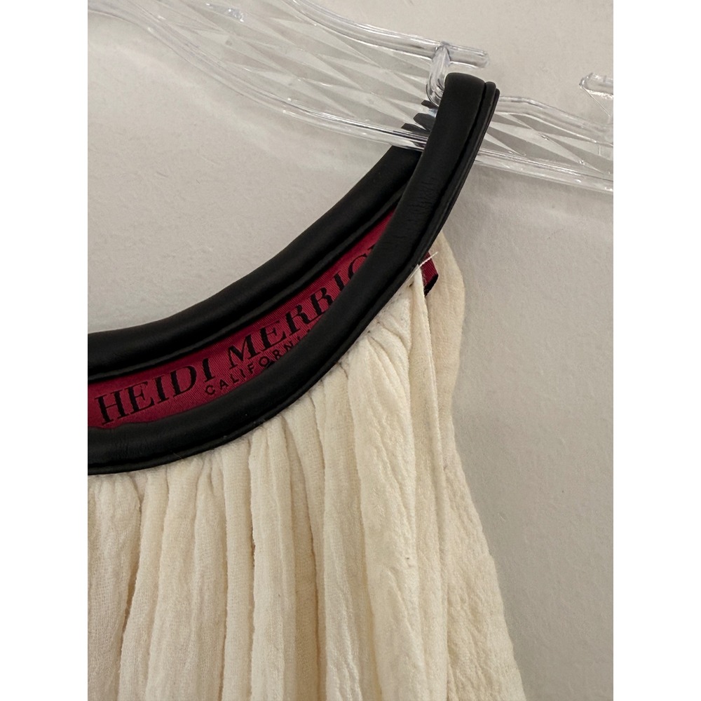 Heidi Merrick Sous Dress Ivory White Beachy Vacation Resort Leather Collar XS - Picture 7 of 13